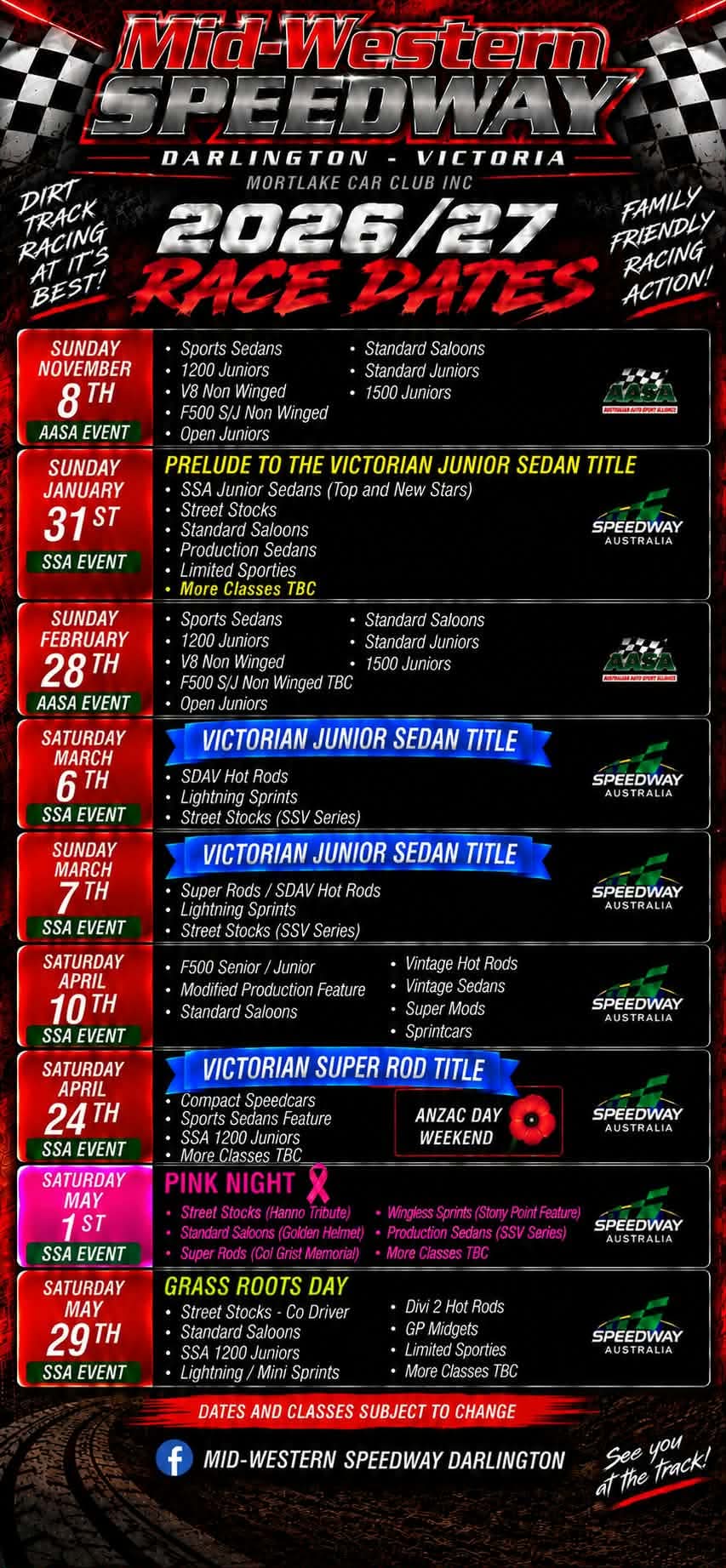 Official 2026/27 season calendar poster